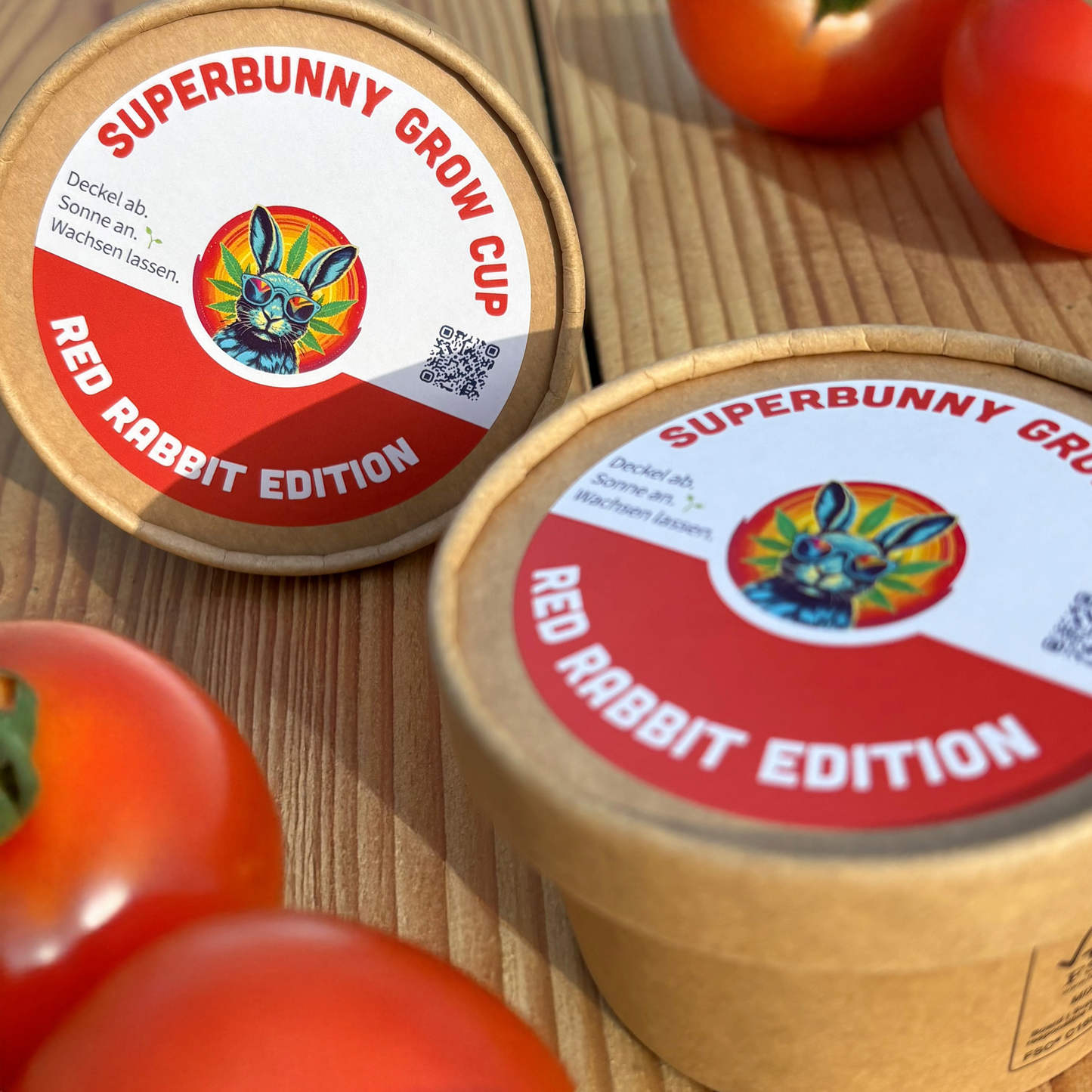 🌱 Superbunny Grow Cup – Red Rabbit Edition 🐰🍅